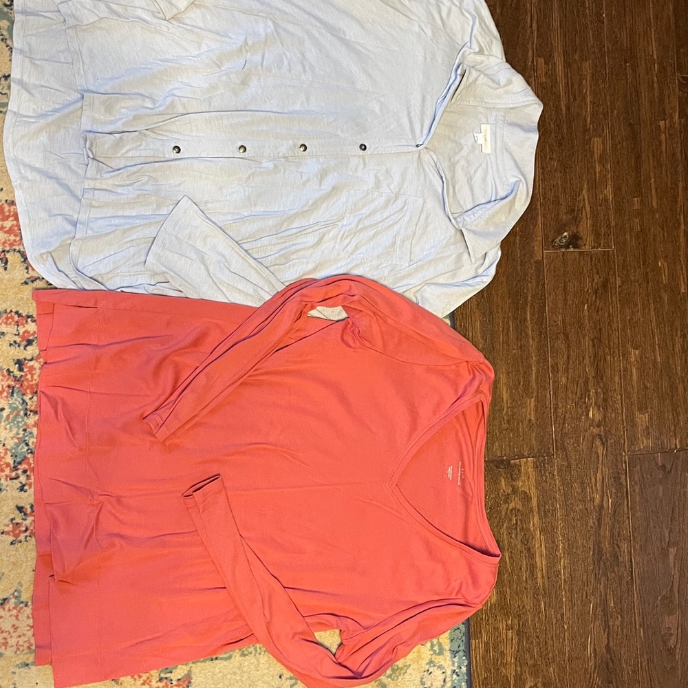 J Jill Light Blue Button-Up Shirt and Pink Long Tee
Like new condition